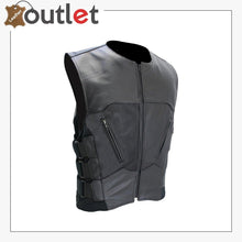 Load image into Gallery viewer, Mens Genuine Leather Cut SWAT Style Biker Vest
