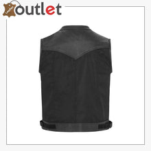 Load image into Gallery viewer, Mens Biker Real Leather Trim Waistcoat Vest
