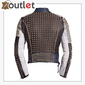 Motorbike Rock Punk Spike Studded leather Jacket