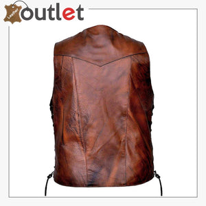 Motorcycle Biker Pure Rider Leather Vest - Leather Outlet