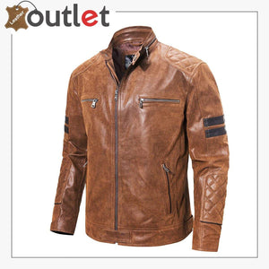 Motorcycle Fashion Leather Jacket Brown For Mens