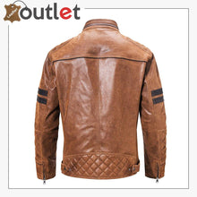 Load image into Gallery viewer, Motorcycle Fashion Leather Jacket Brown For Mens
