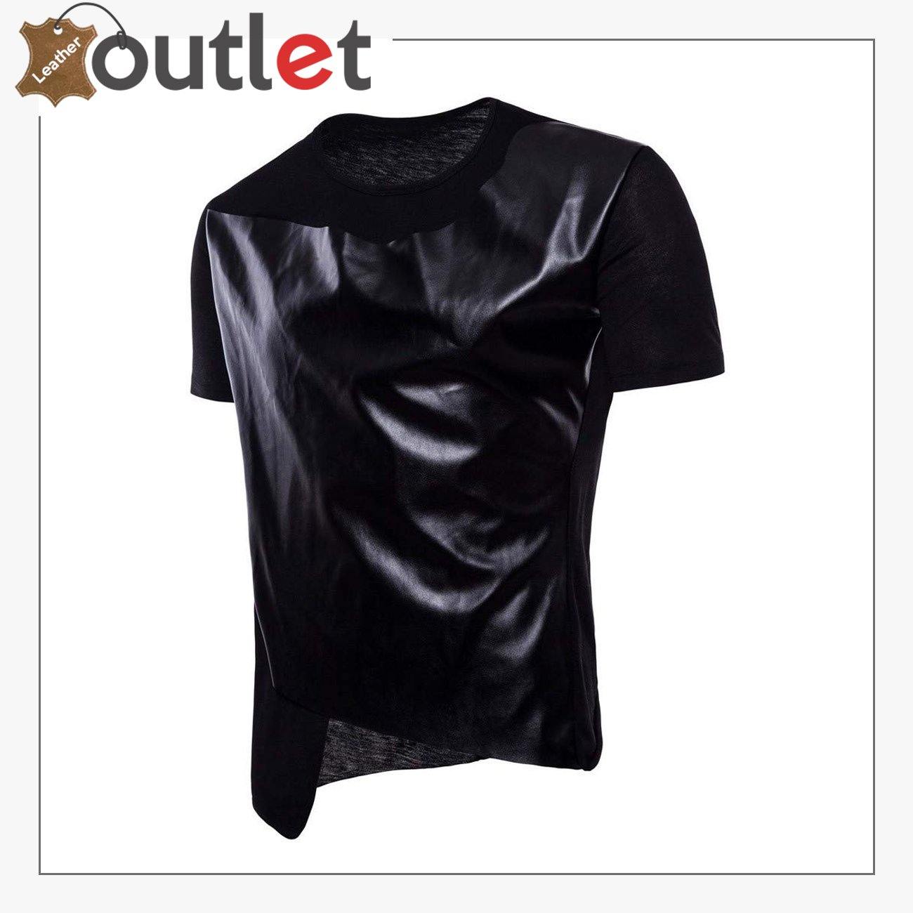 New Fashion Style Casual Leather Patchwork Shirt - Leather Outlet