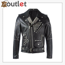 Load image into Gallery viewer, New Handmade Men&#39;s Black Fashion Studded Punk Style Leather Jacket
