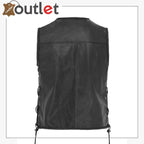 New Mens Leather Waistcoat Biker Vest - Leather Outlet