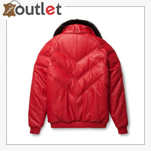 Load image into Gallery viewer, New Red Styles V-Bomber Leather Jacket For Men
