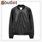 New Style Black Leather Bomber Jacket