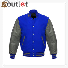 Load image into Gallery viewer, New Varsity Letterman Wool Jacket with Real Leather Sleeves - Leather Outlet
