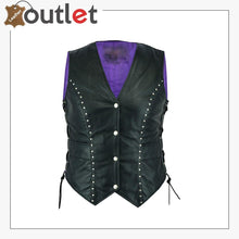 Load image into Gallery viewer, New Style Motorcycle Biker Ladies Women Leather Vest Waistcoat
