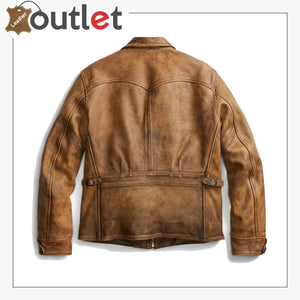 Newboy Vintage Style Distressed Tan Leather Jacket Mens - Leather Outlet