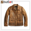 Newboy Vintage Style Distressed Tan Leather Jacket Mens - Leather Outlet