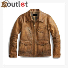 Load image into Gallery viewer, Newboy Vintage Style Distressed Tan Leather Jacket Mens - Leather Outlet
