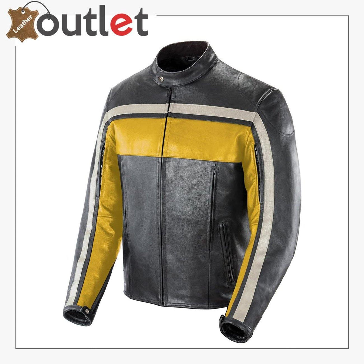 Old school vintage cut leather jacket for men in brown, front view