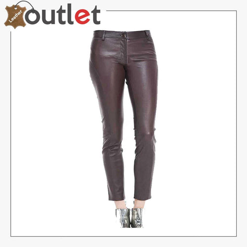 Burgundy Womens Phoenix Leather Pants