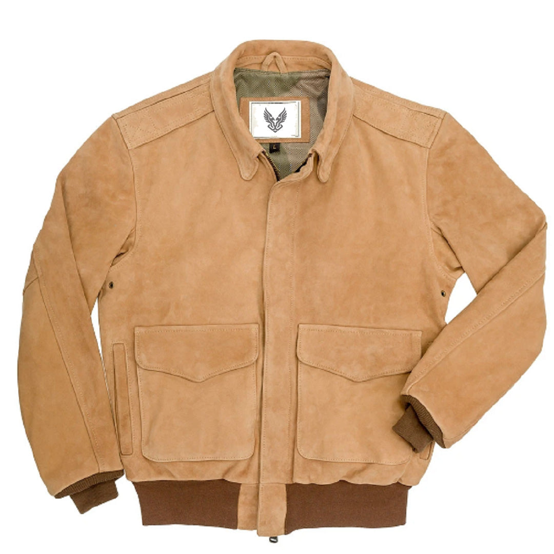Pilot A-2 brown flight jacket for men in real leather