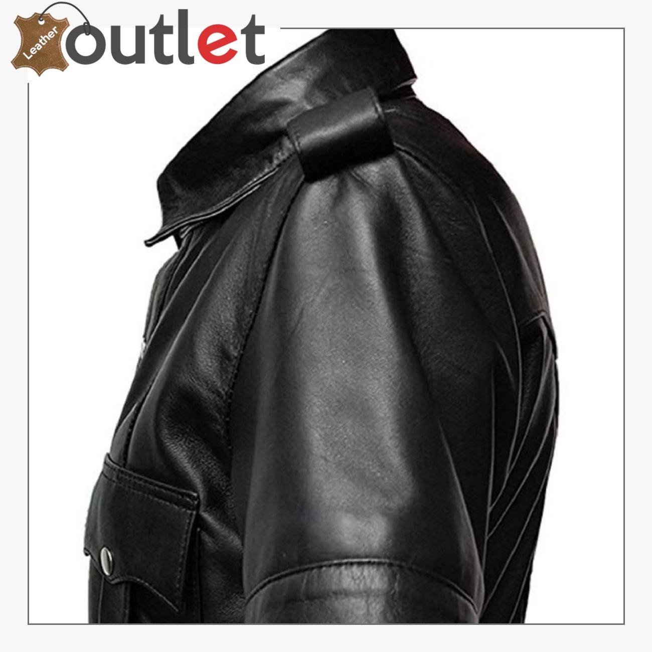 Police Style Mens Leather Shirt Half Sleeve Shirt - Leather Outlet