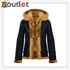 RAF Aviator Pilot Brown Womens Hooded Sheepskin Jacket B3 Flying Leather Jacket - Leather Outlet