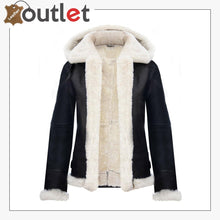 Load image into Gallery viewer, RAF Aviator Pilot Womens Hooded Sheepskin Jacket B3 Flying Leather Jacket - Leather Outlet

