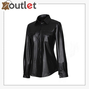 Real Black Leather Shirts For Women