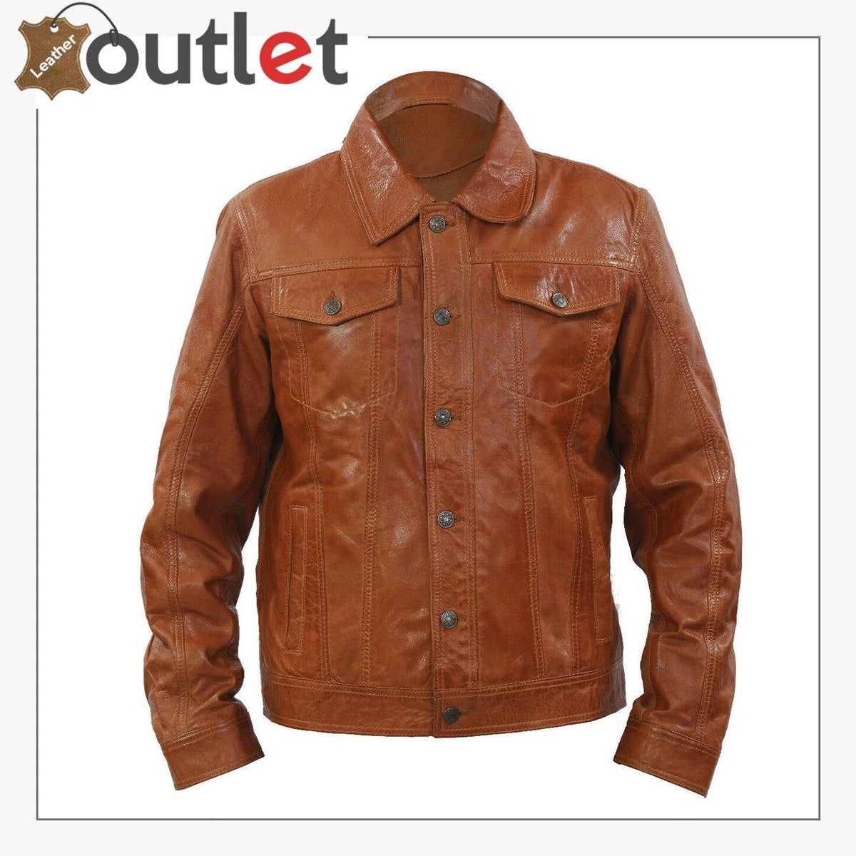 Real brown leather shirt for women with collar and button front
