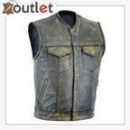 Real Motorbiker Leather Vest For Men
