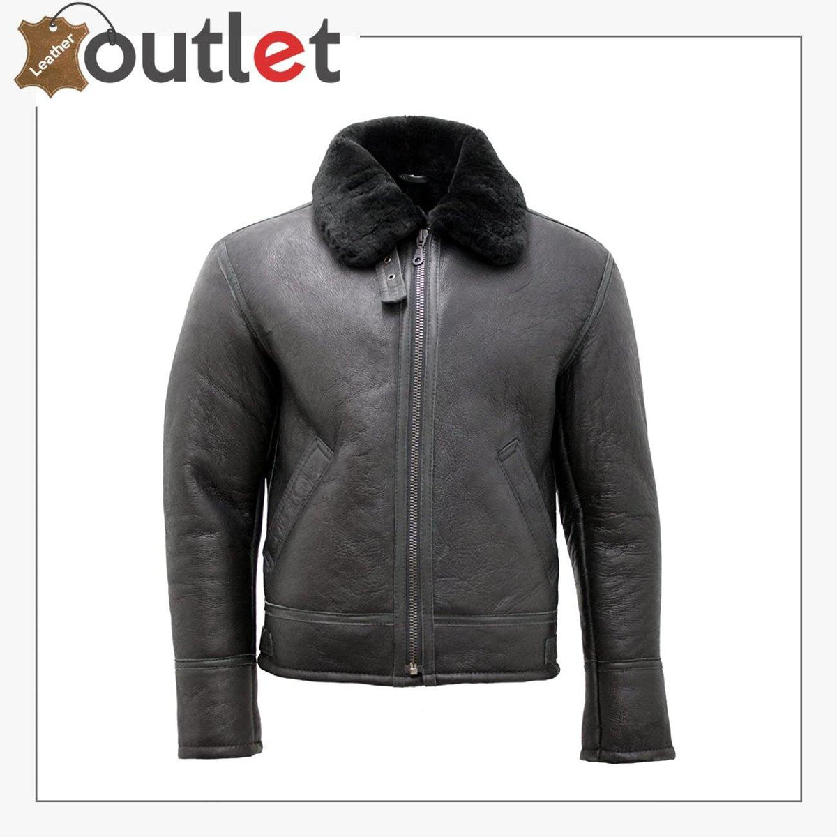 Real shearling sheepskin B3 flying bomber jacket in brown, front view