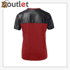 Red Mens Quality Leather Shirt with Cotton - Leather Outlet