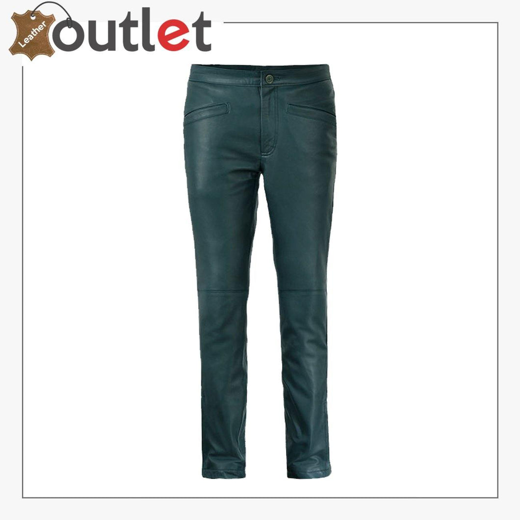 Soft Prussian Blue Zoey Leather Pants