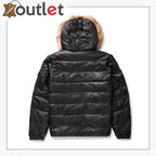Simple Black V-Bomber Leather Jacket For Men