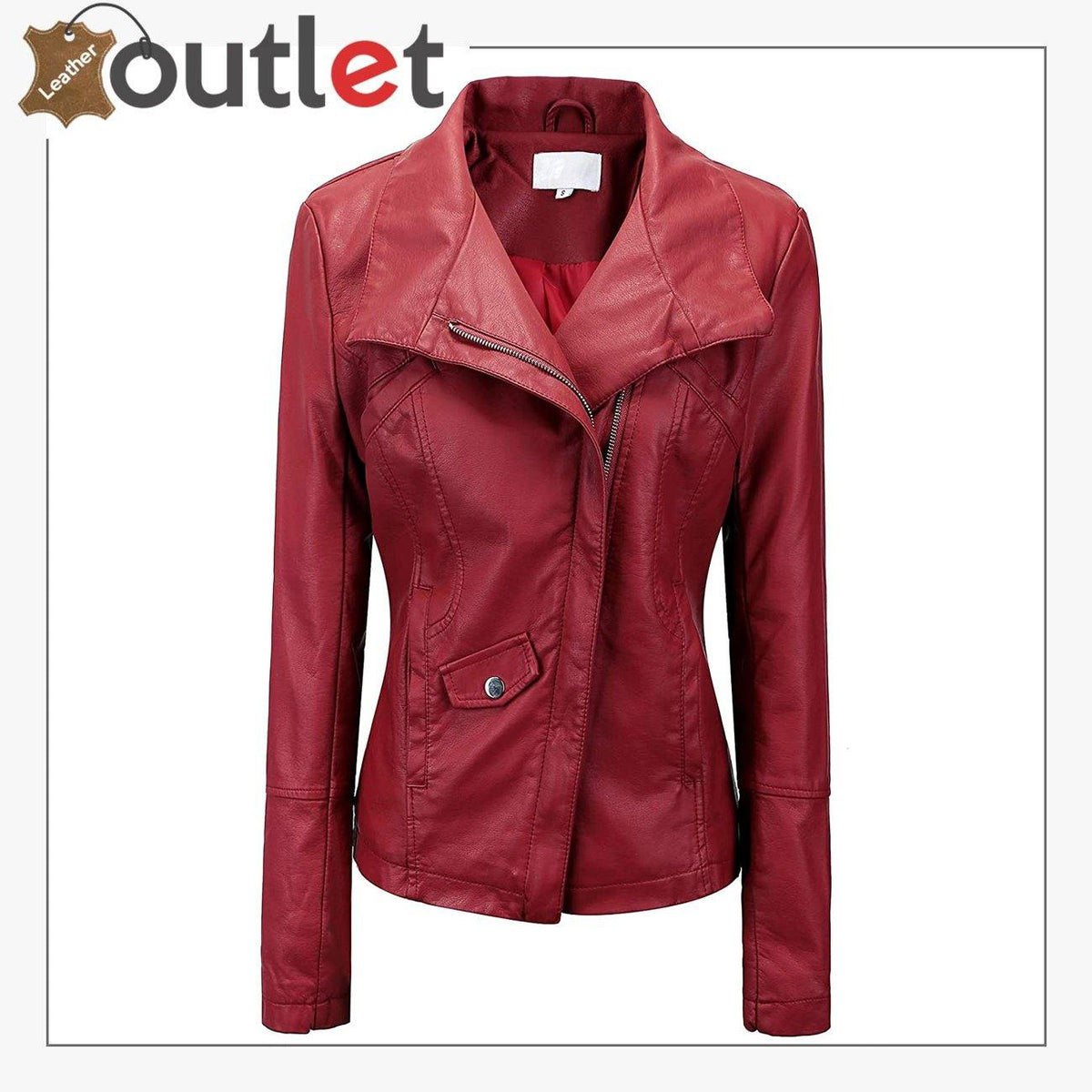 Plain black leather bomber jacket for women with ribbed trims, front view
