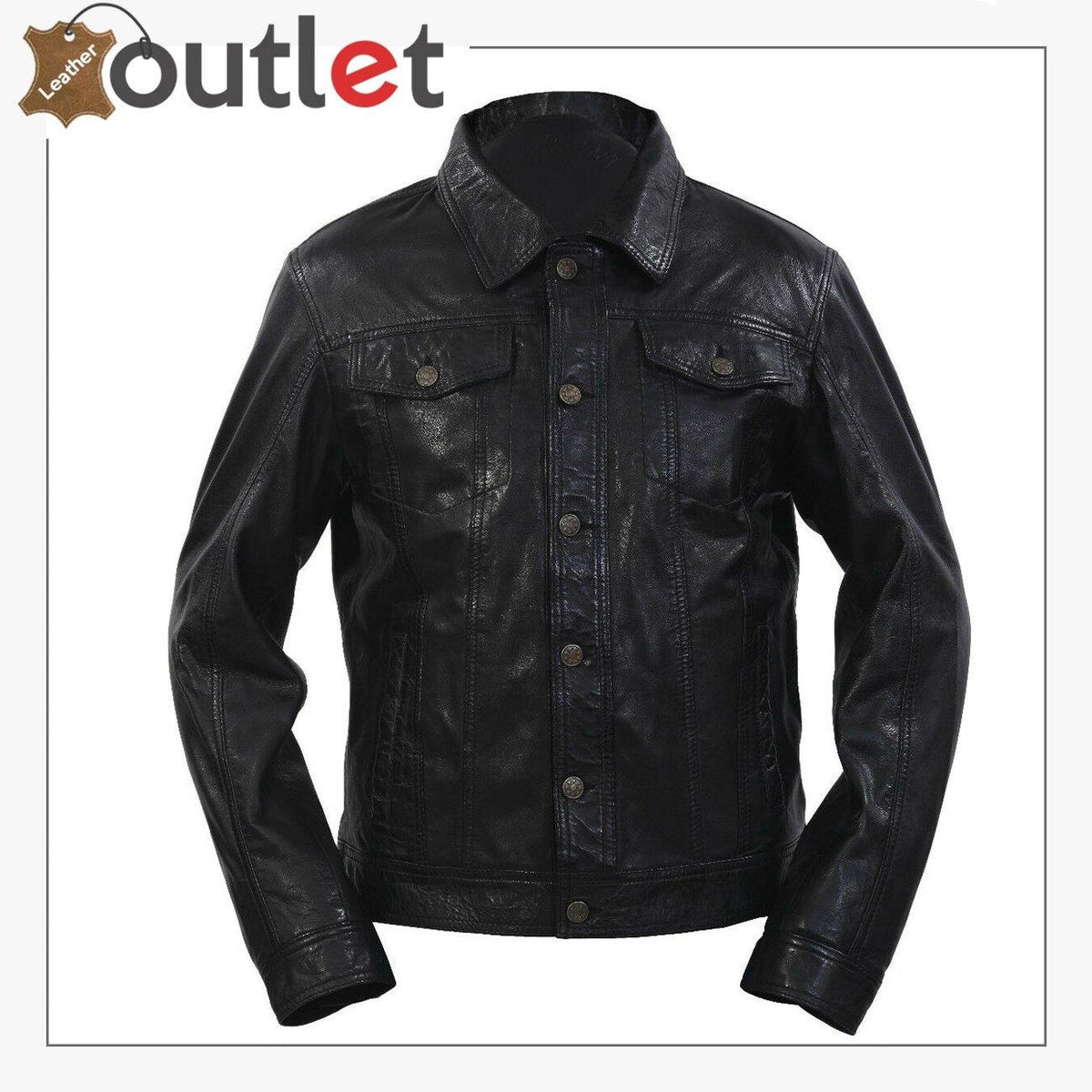Slim fit casual black leather shirt for women, front view