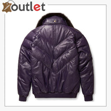 Load image into Gallery viewer, Stylish Look Purple Leather V Bomber Jacket
