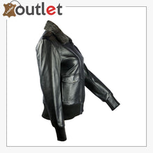 Load image into Gallery viewer, Sundance Shearling Black Bomber Womens Leather Jacket - Leather Outlet
