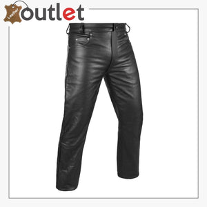 Thick Style Cowhide Leather Pant Jeans