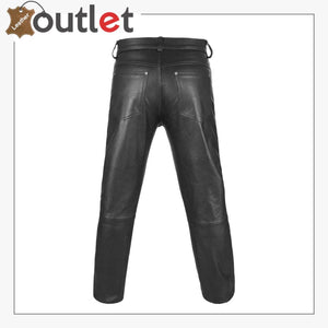 Thick Style Cowhide Leather Pant Jeans