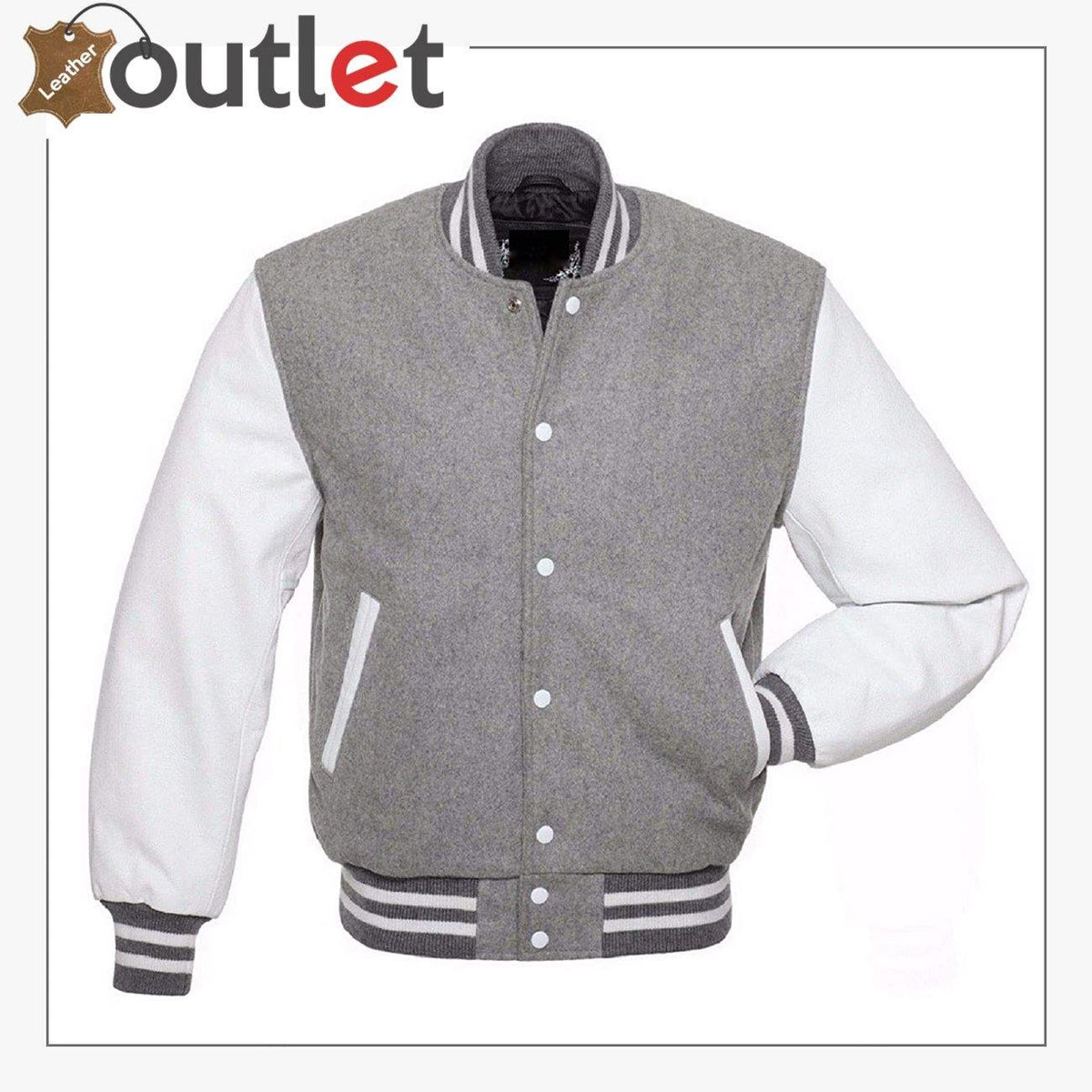 Womens varsity baseball leather jacket in black, front view