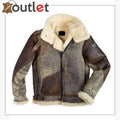 Vintage Military Style B-3 Bomber Leather Jacket - Leather Outlet