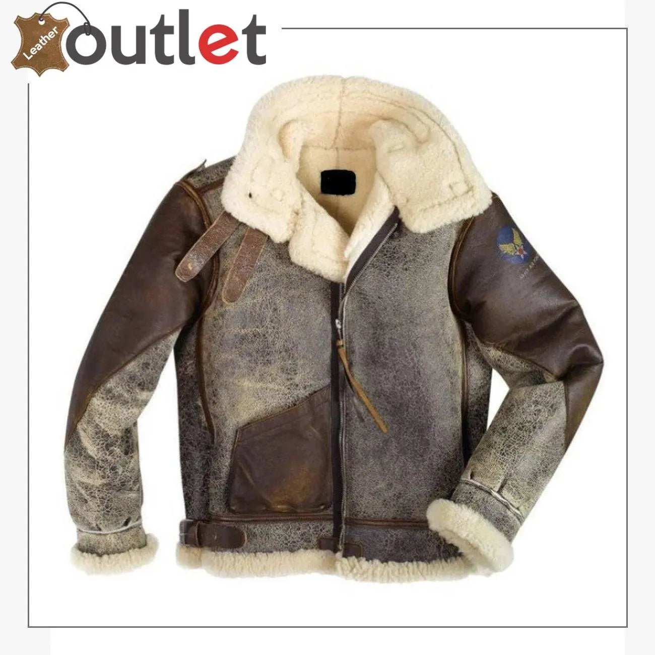 Vintage Military Style B-3 Bomber Leather Jacket - Leather Outlet
