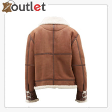 Load image into Gallery viewer, Women Casual Brown Shearling Leather Jacket
