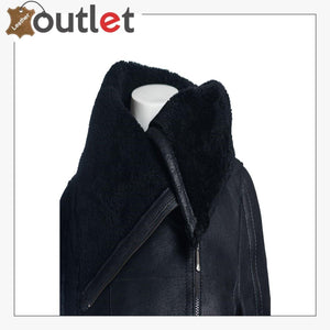 Women Sheepskin Oversized Collar Jacket