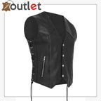 Waistcoat Motorcycle Motorbike Leather Vest - Leather Outlet