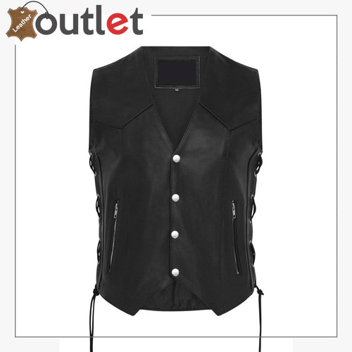Waistcoat Motorcycle Motorbike Leather Vest - Leather Outlet