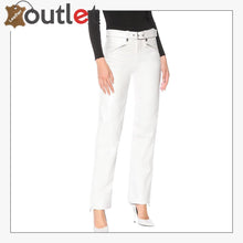 Load image into Gallery viewer, White Mens Stylish Leather Pants - Leather Outlet
