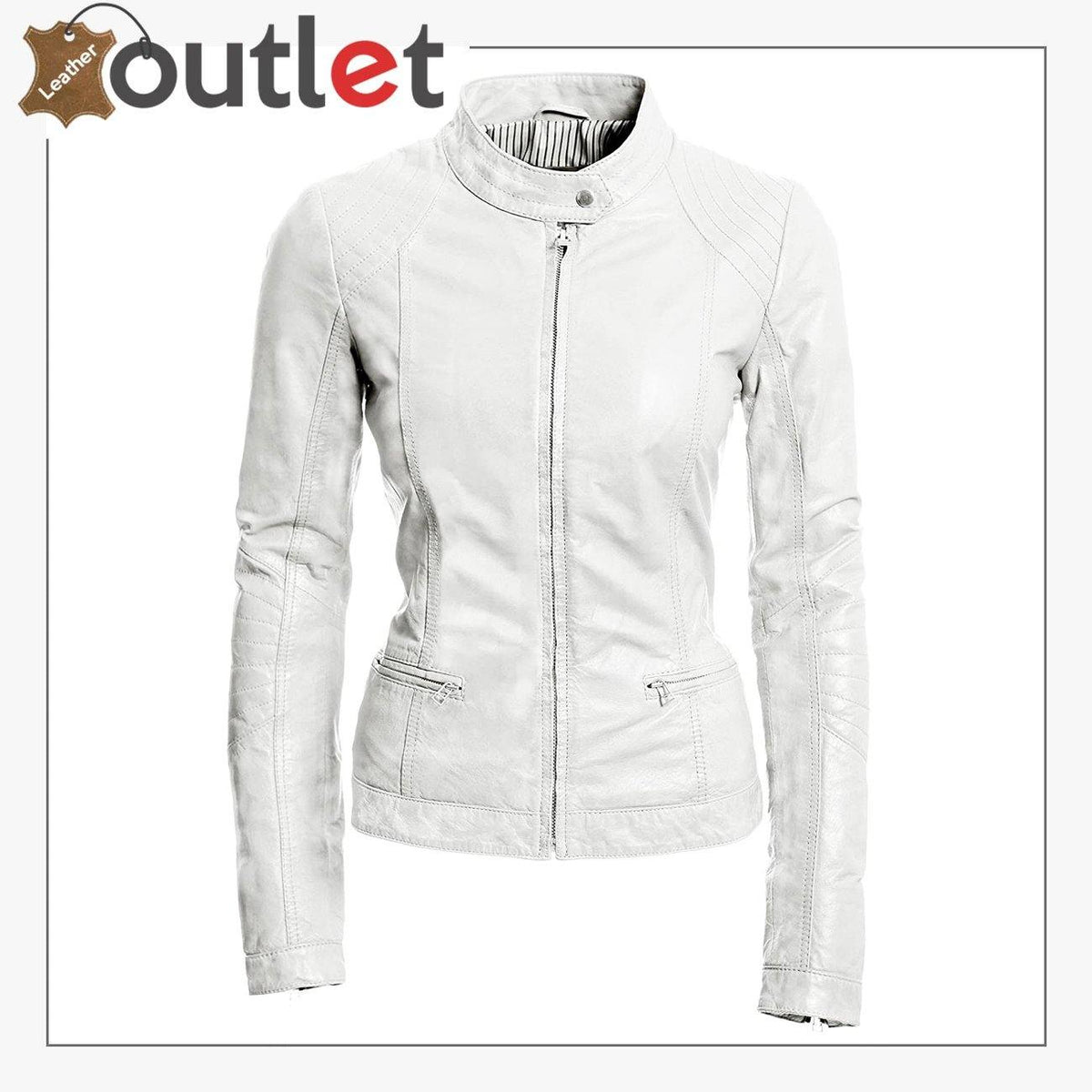 Women genuine leather bomber jacket in black, front view