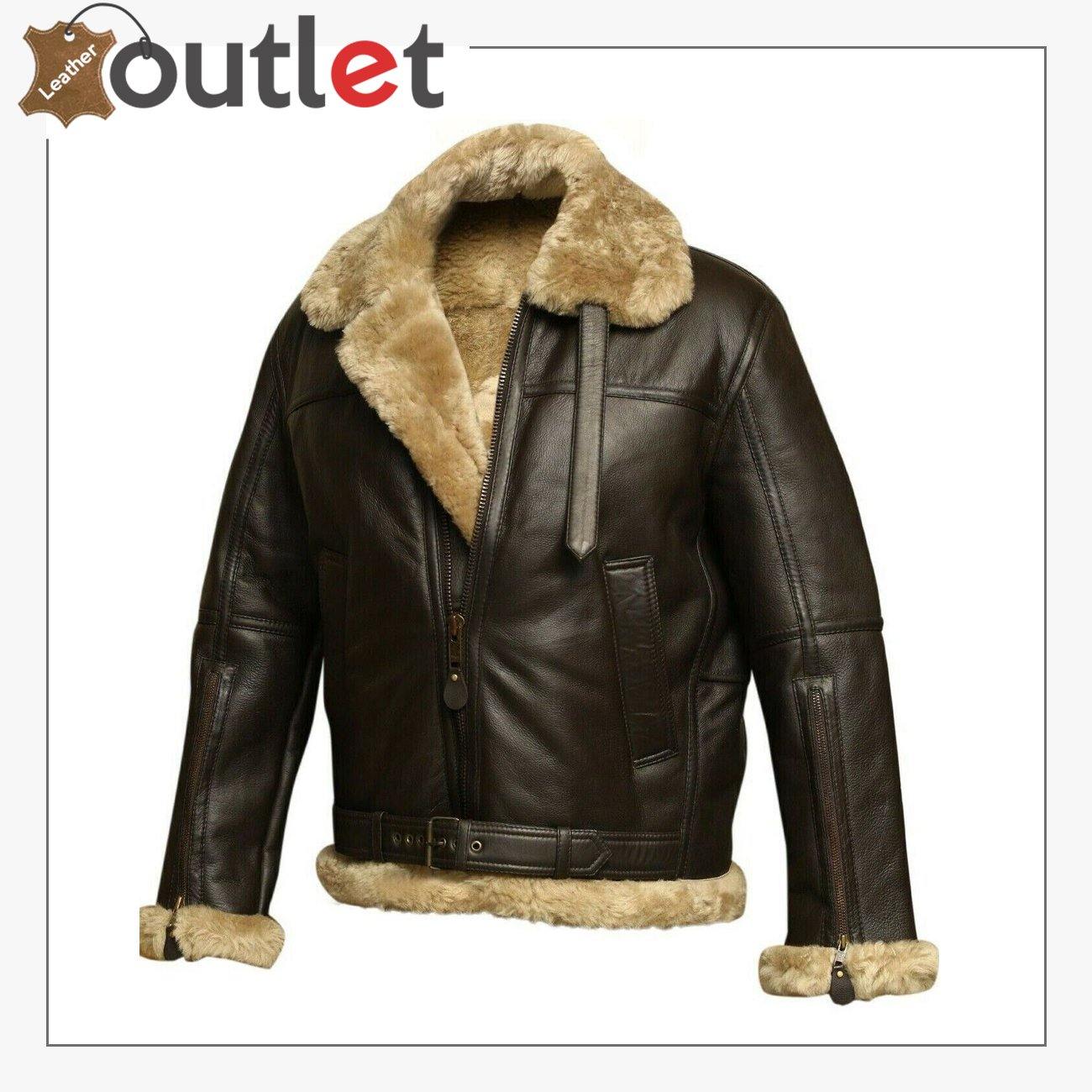 Ladies Aviator Leather Aviation Bomber Jacket with Real Sheep