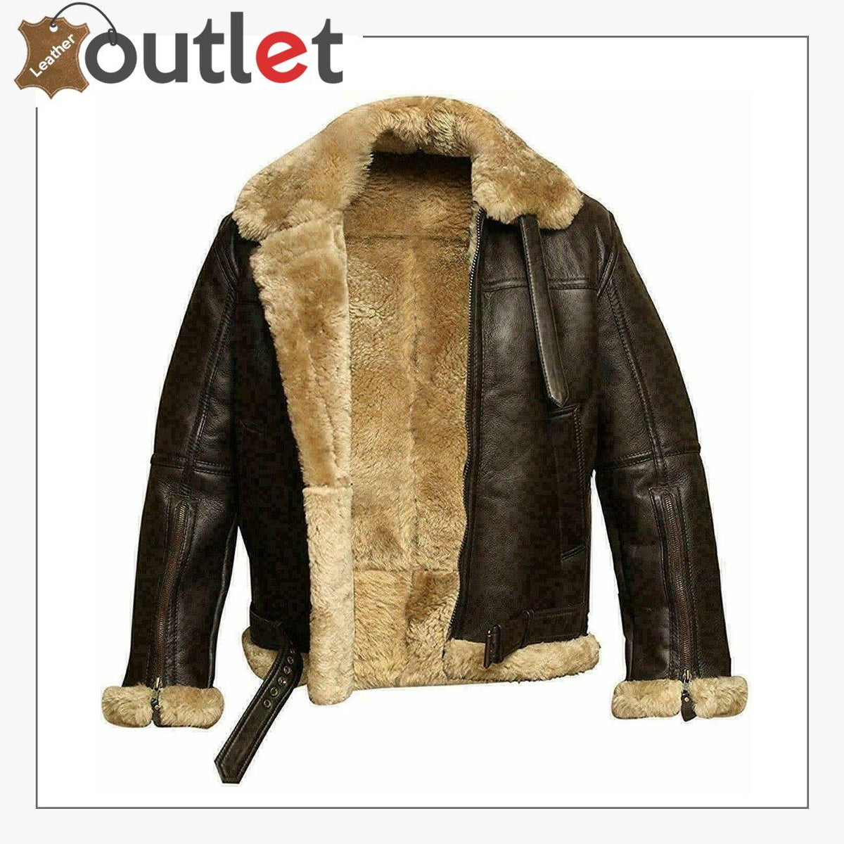 Women RAF B3 pilot shearling sheepskin bomber aviator jacket, front view