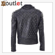 Load image into Gallery viewer, Women Studded Spike Black Leather Jacket
