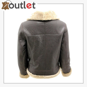 Women's Brown B3 WW2 Ginger Real Thick Sheepskin Leather Flying Jacket - Leather Outlet