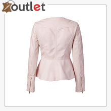 Load image into Gallery viewer, Women&#39;s Ladies Peplum Hem Faux Leather Jacket - Leather Outlet
