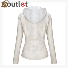 Load image into Gallery viewer, Womens Hooded Faux Leather Fashion Jacket
